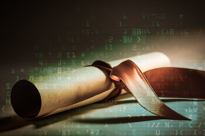 data science certification diploma with binary background