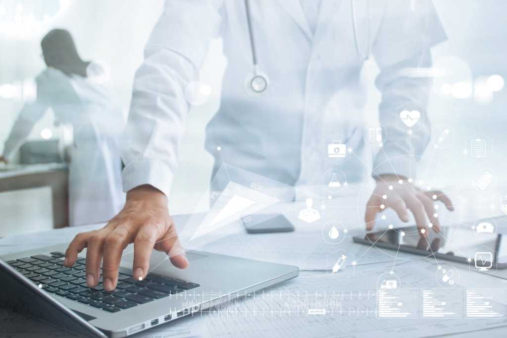 doctor laptop mobile electronic medical records remote physician