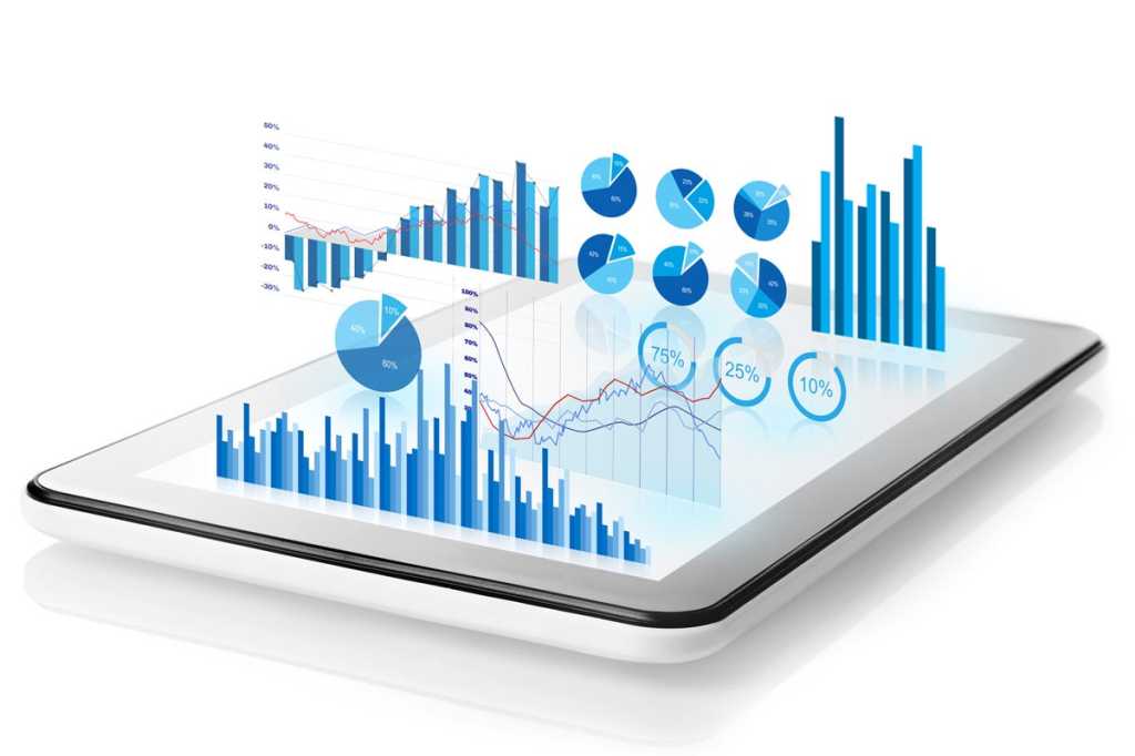tablet with analytics chart graph trend