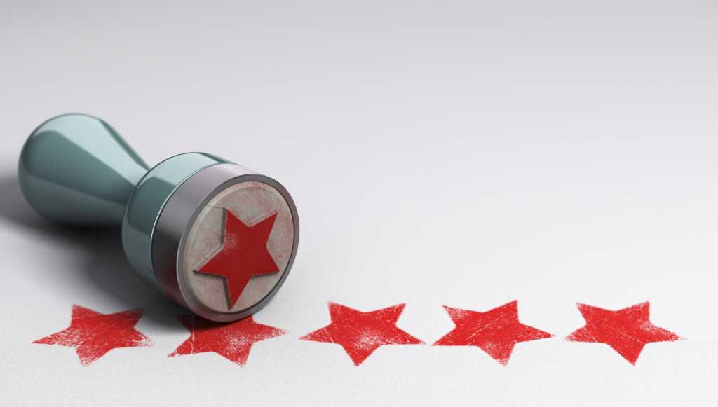 Stamp with five stars showing excellence