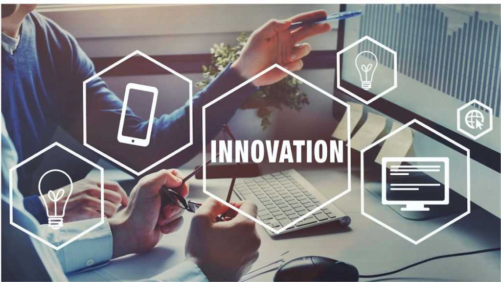 innovation text over office like image